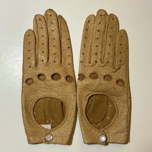 Vtg Van Raolte Beige Leather Driving Gloves sz 6.5